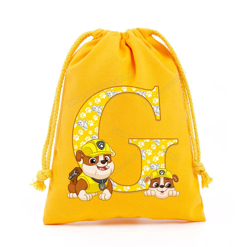 Paw Patrols Drawstring Storage Bag Rubble A-Z Letter Candy Gift Package Cartoon Key Pouch  Earphone Data Cable Dustproof Sacks