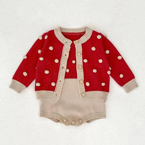 2025 New Autumn 0-3Yrs Children Clothes Suit Long Sleeved Knitted Pullover Sweater+PP Shorts Toddler Baby Girl Clothes Set