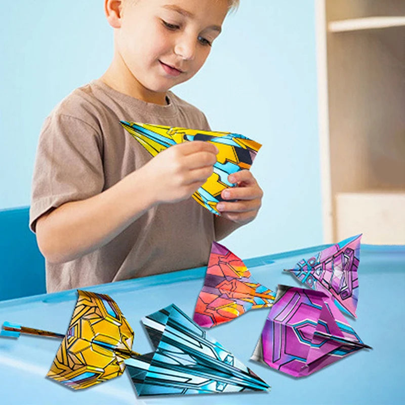 1set Paper Airplane Origami Belt Tutorial For Children Fun Handmade Three-dimensional Airplane For Baby Educational Toys
