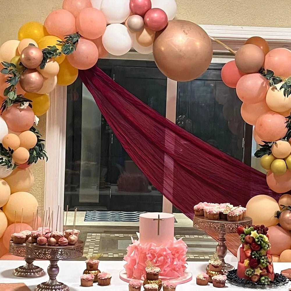 Burgundy Table Runner Cheesecloth Gauze Rustic Boho Cheese Cloth Table Runner Wedding Bridal Shower Birthday Party Decorations