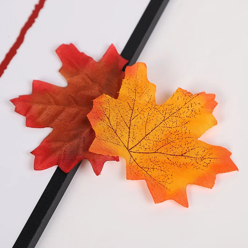 Yannew 500pcs Artificial Fall Maple Leaves Silk Leaf for Craft DIY Thanksgiving Wedding Party Decoration Autumn Home Table Decor