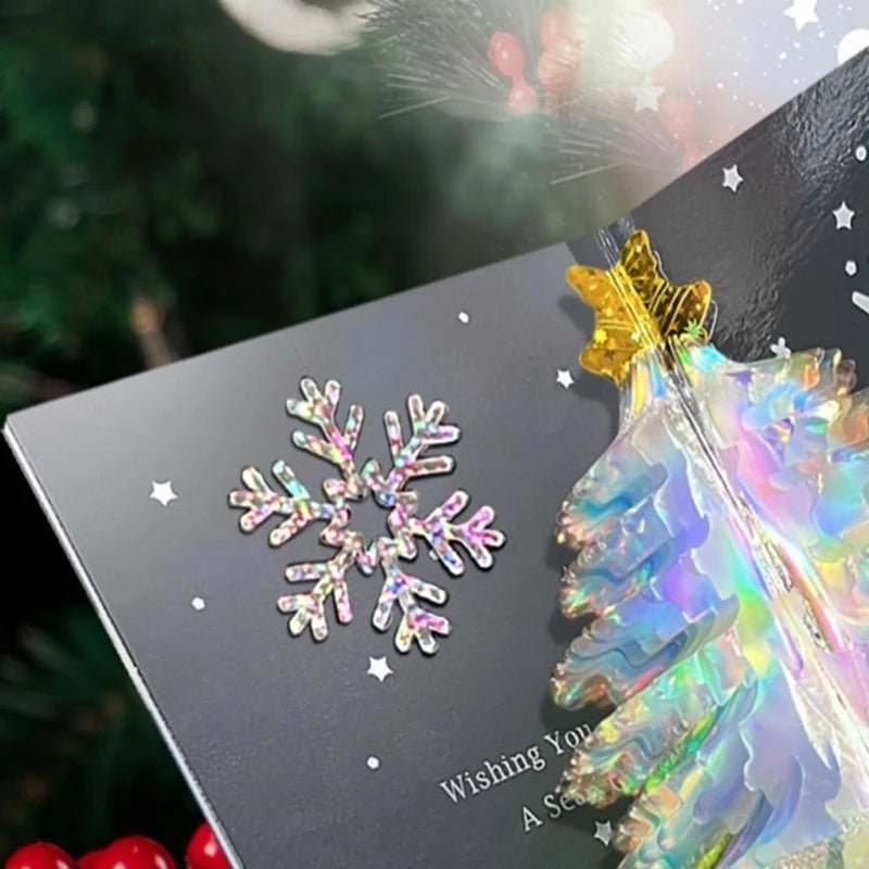 New 2/1PC 3D Pop Up Shining Christmas Greeting Cards Tree Handmade Card with Envelope For Xmas New Year Thanksgiving Day Gifts