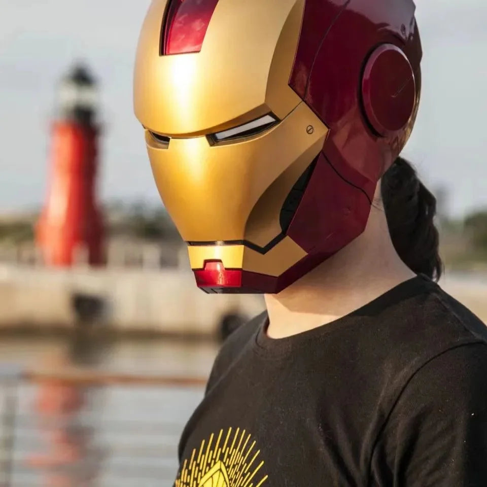 Marvel Iron Man Helmet Mk Jarvis Wearable Automatic Opening And Closing Hood Deformable Luminous Hood Mechanical Arm Toy Gifts