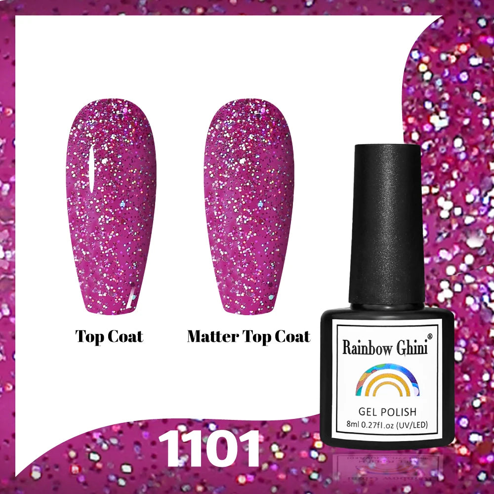 Gel Vernis à ongles semis permanents Paillettes 8Ml 150 couleurs