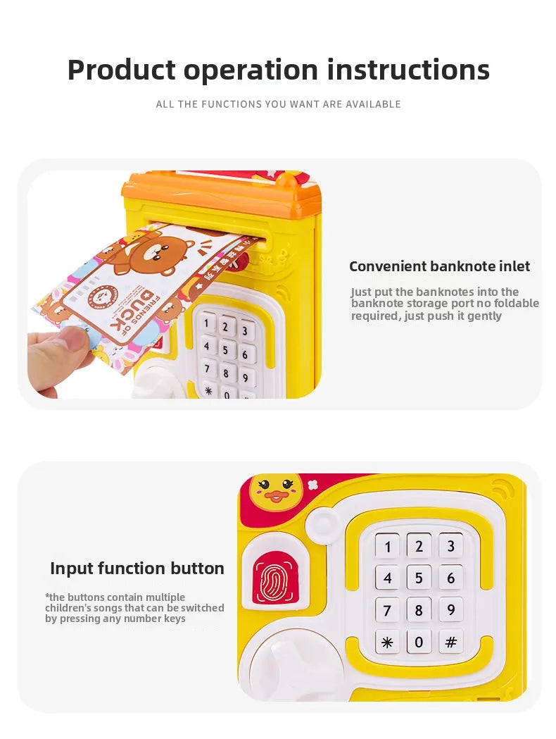 Children's Smart Mini Piggy Bank Voice Fingerprint Password Piggy Bank Boys and Girls Play House Toys