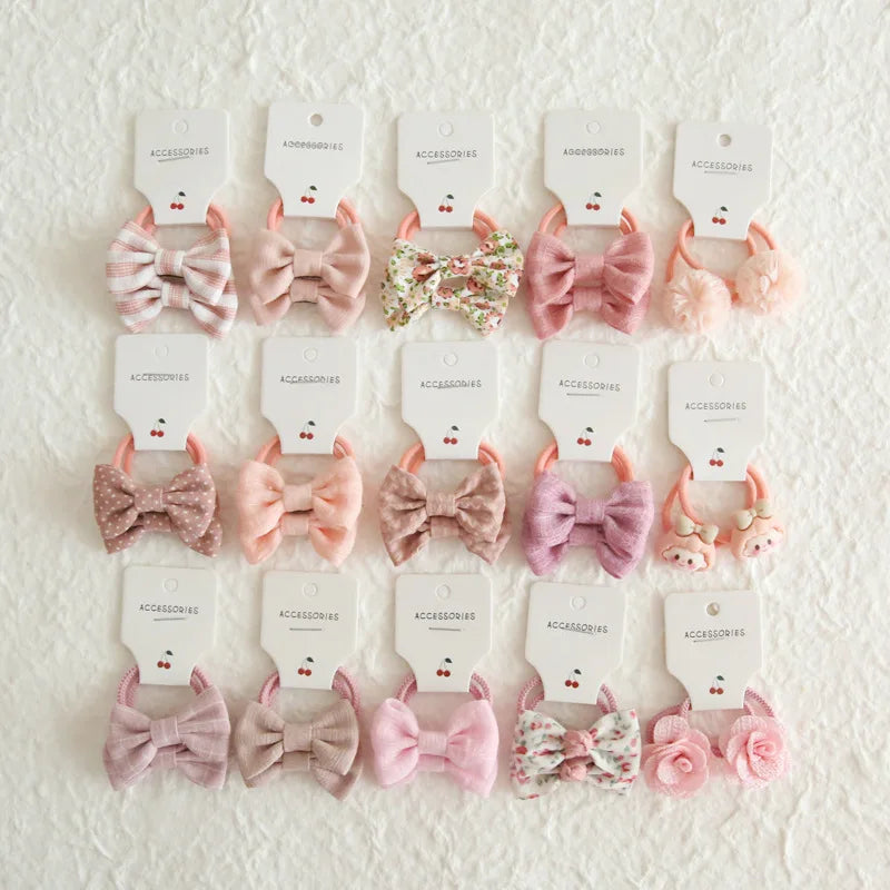 Elastic Hair Bow for Children, Children's Headwear, Hair Accessories for Girls, Cute Hair ties, Lovely Hair Rope, 10Pcs per Lot