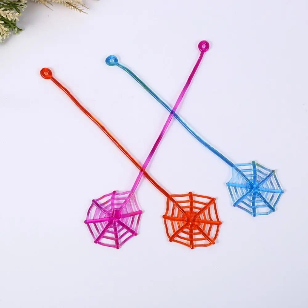 10Pcs Sticky Spider Web Plastic Multicolor Climbing Tricky Gag Toys Favor Elastic Stretchable Elastically Stretchable Spider Web