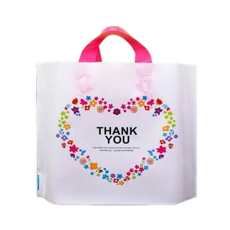 50Pcs/Lot Gift Packaging Bags With Handle Thank You Gift Bag For Wedding Birthday Party Shopping Bags Small Business Supplies