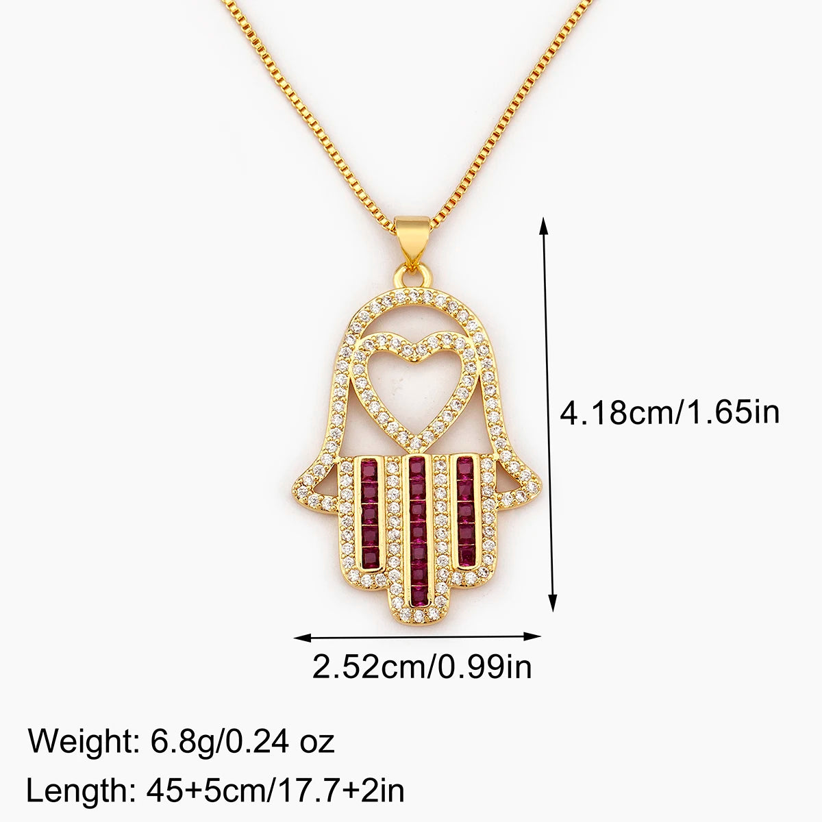 قلادة على شكل قلب/نجمة من الكريستال التركي من AIBEF قلادة على شكل كف يد وحمة من النحاس والزركون مجوهرات للنساء كهدية للبيع بالجملة مع شحن مباشر