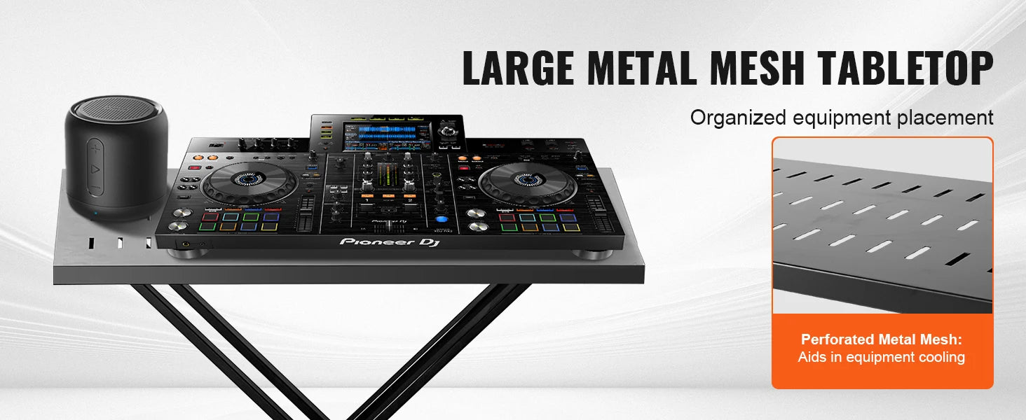SucceBuy DJ Table Stand 32"x20" Portable DJ Laptop and Controller  Foldable Double-X Braced Keyboard Stand Tabletop Audio Mixer