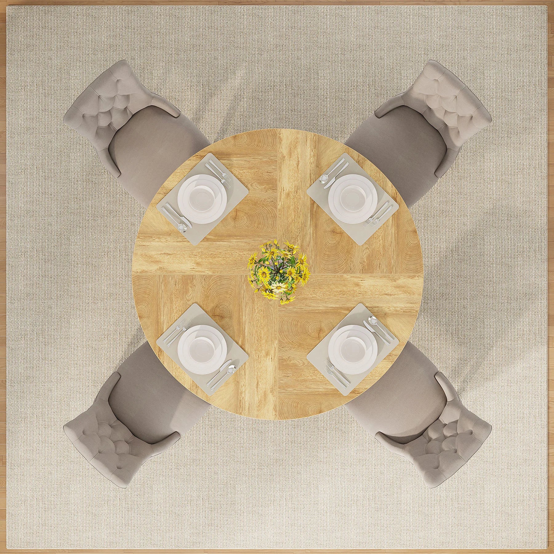 Tribesigns Table à manger ronde, table de cuisine de ferme, petite table quete, table à manger de cuisine pour salle à manger, 4 po, 47 po