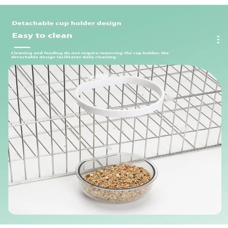 وعاء تغذية الطيور وعاء شفاف قابل للفصل وكوب طعام بلاستيكي للقفص ومغذي بذور معلق مريح للببغاوات