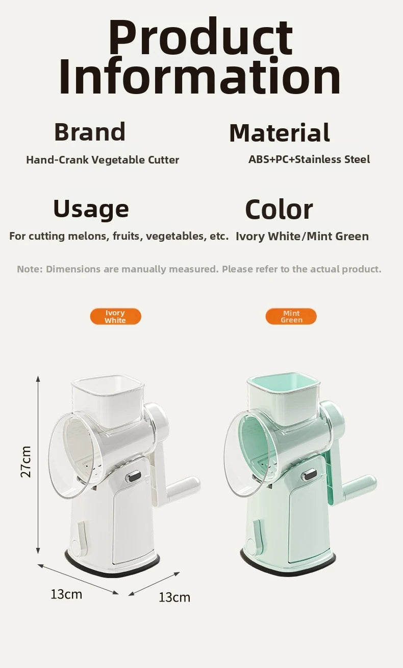 Household Manual Slicer, Stainless Steel Multi-Blade Design, Non-Slip Base, Portable And Easy To Clean, Kitchen Artifact