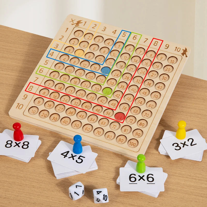 99 Multiplication Board Game Wooden Montessori  Kids Learning Educational Toys Math Counting Hundred Board Interactive Thinking