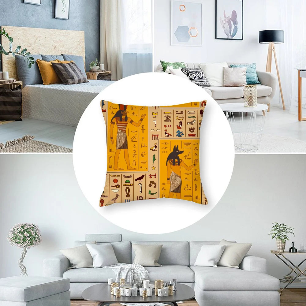 CLOOCL Ancient Egypt Anubis Pillow Case Short Plush Sofa Decorative Gift Home Double-sided Printing Cushion