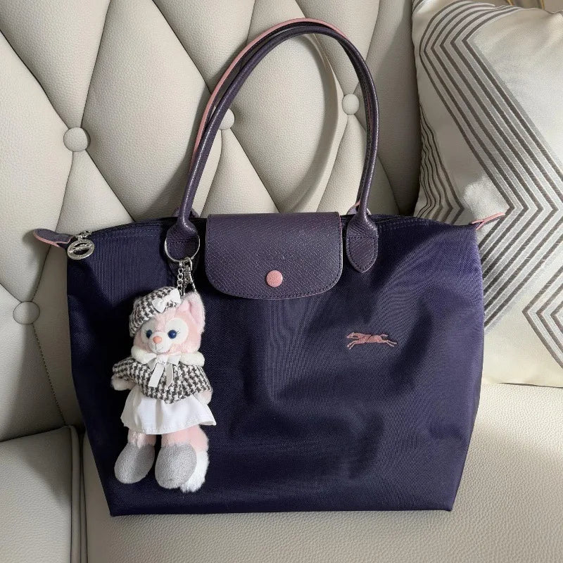 1 Women foldable hobos nylon Handbag Bags Classics Lady Tote Bag embroidered Shoulder Bags short and longchamp handles bags