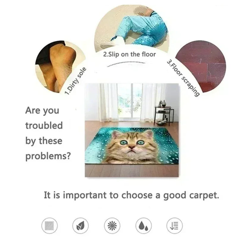 1pc Cute Door Mat Paw Printed Rectangular Door Mat with Silicone Base Sophisticated Bathroom Entry Adding A Touch of Elegance