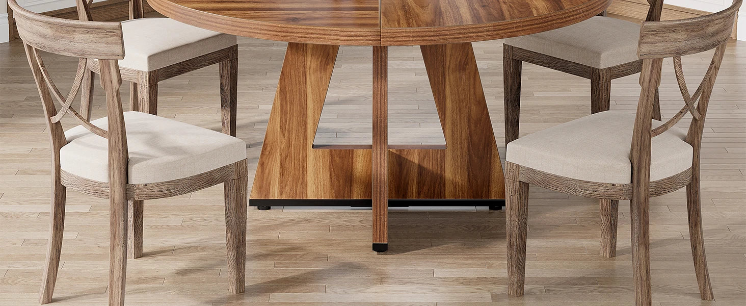 Tribesigns Table à manger ronde, table de cuisine de ferme, petite table quete, table à manger de cuisine pour salle à manger, 4 po, 47 po