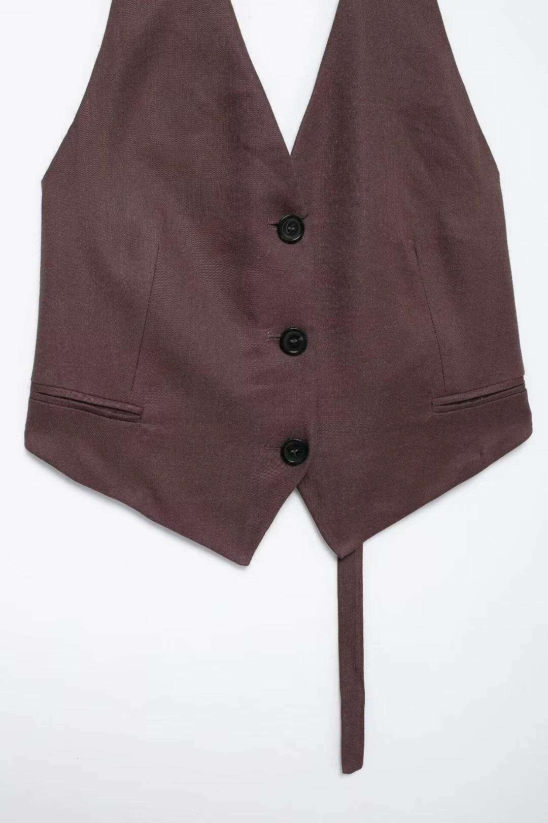 KONDALA Vintage Chic Women Suit Solid Halter Backless Vest Straight Button Loose Pants Fashion 2025 Autumn Office Lady Set