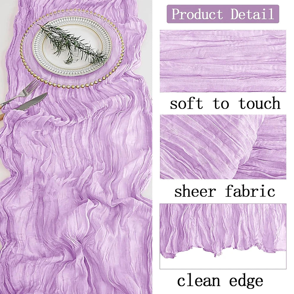 Christmas Green Red Burgundy Cheesecloth Table Runner Boho Rustic Gauze Terracotta Table Runner for Wedding Party Birthday Decor