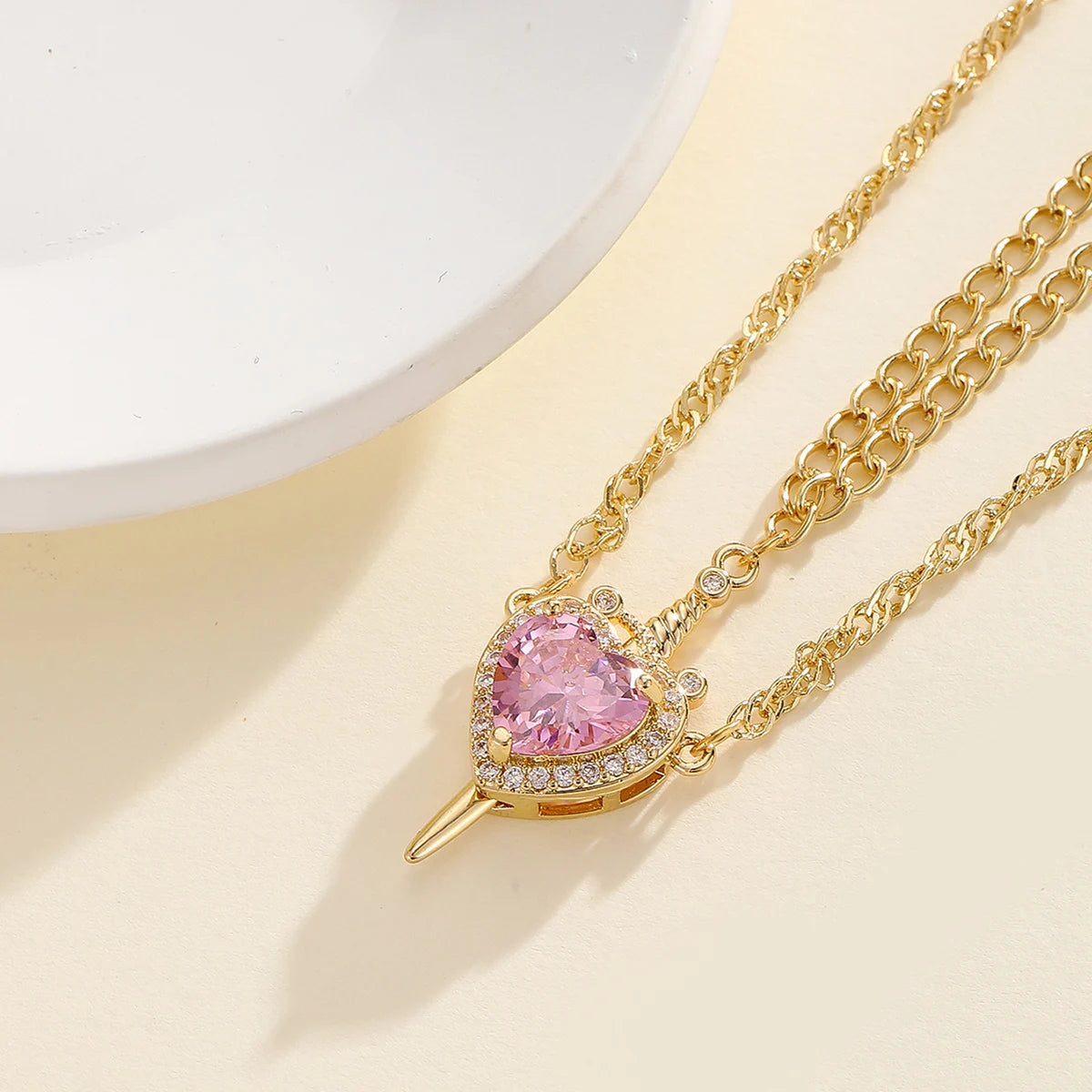 Snow White and the Huntsman Couple Necklace Heart and Sword Pendant Necklace for Women Romantic Valentine's Day Jewelry Gifts