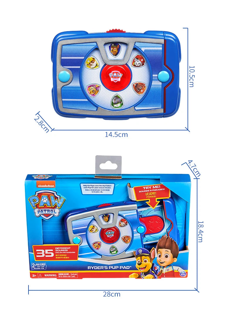 Original PAW Patrol Ryder Pup Pad Tablet Mission Launcher Rescue Team Dog Calling Pad Kids Toys Cosplay Sounding Toys Anime Doll