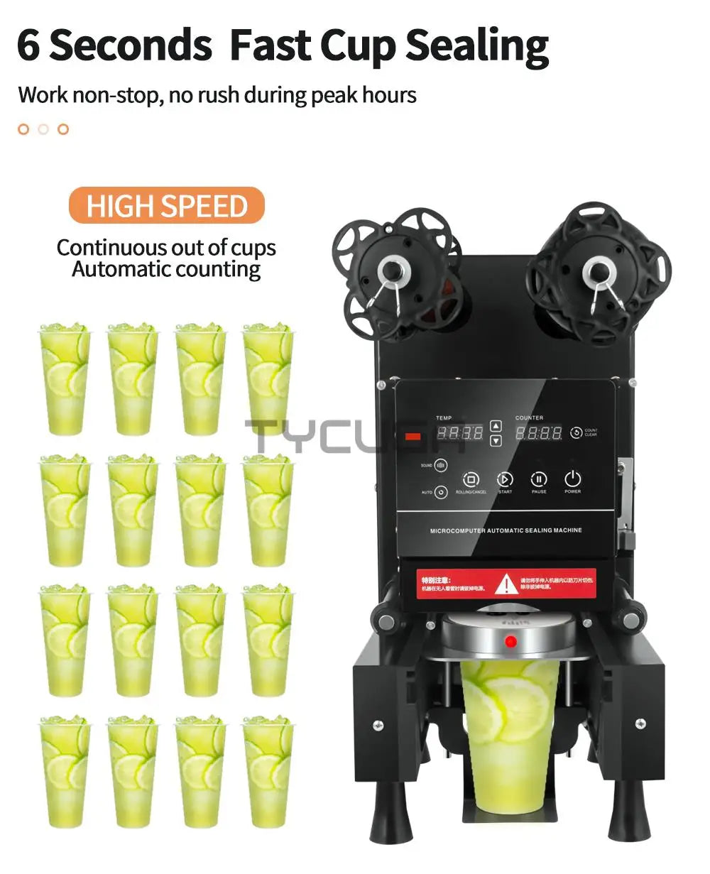 Cup Sealer Automatic Milk Tea/Coffee Shop Plastic/Paper Cup Sealing Machine 9/9.5CM Electric Bubble Tea Film For Business 220V