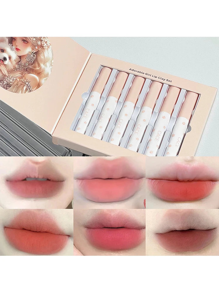 Ensemble cosmétique de maquillage . Brillant à lèvres Velours mat .