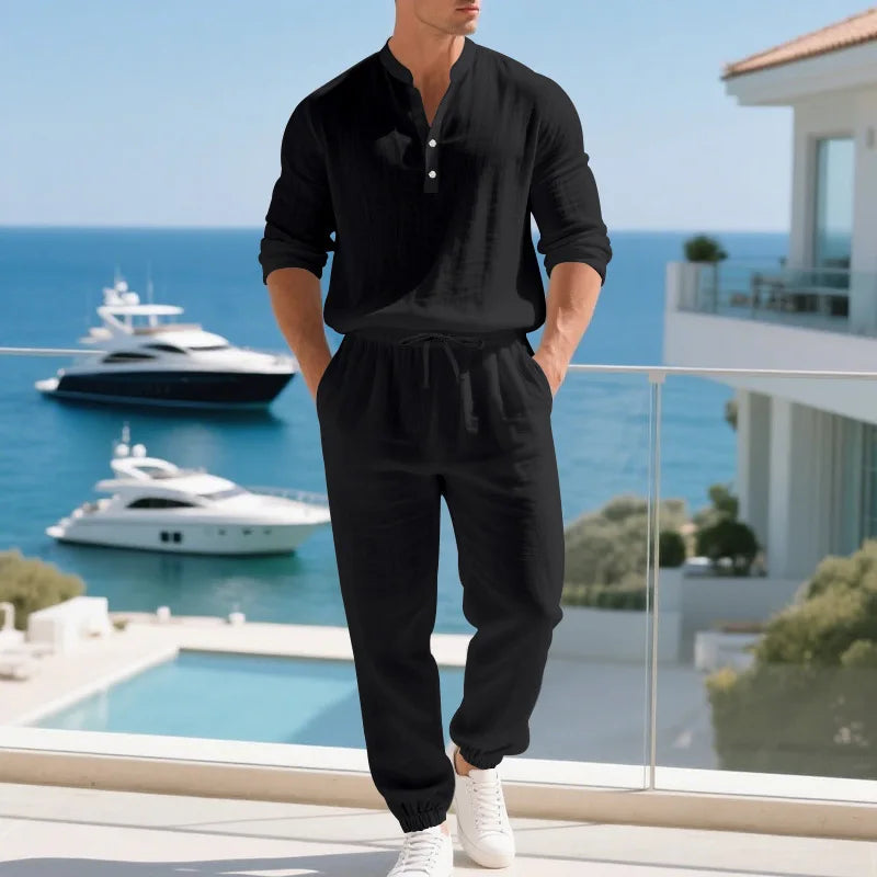 Ensemble en lin lâche américaine Automne