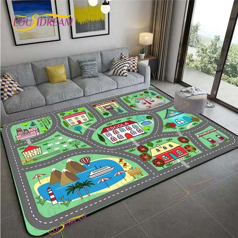 Alfombra Road Traffic Rout Map Carpet Living Room Sofa Coffee Table Bedroom Rugs Kitchen Kid Play Anti-slip floor Mat Home Decor