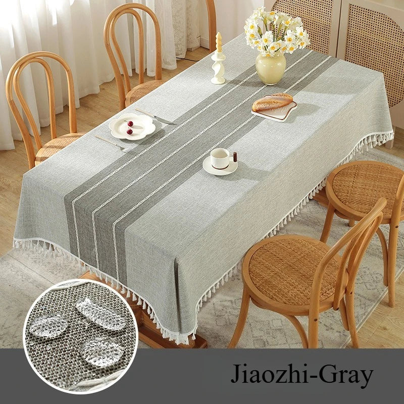 Cotton Blend Waterproof Tablecloth  Anti-oil Table Cover, Party Family Dinner Tablecloth for Kitchen Restaurant Wedding