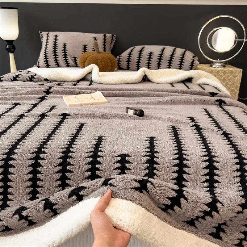 Blanket Quilt New Thickened Cloud-feel Fleece Double-layer  Plush Winter Wool Knee Nap Four Seasons Blankets for Sofas Sleeping