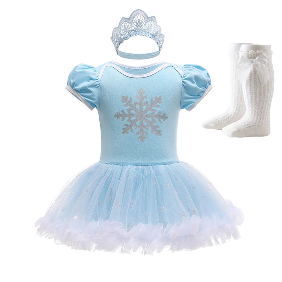 Baby Girl Princess Jumpsuit Party Anna Elsa Romper Tutu Snow White Dress Costume Halloween Fancy Fairy Bodysuit For Newborns