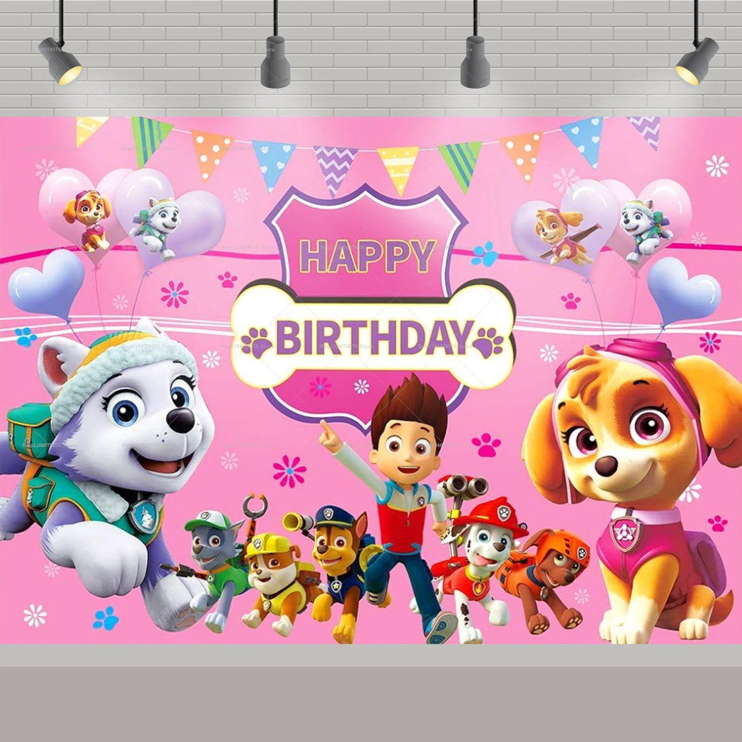 Paw Patrol Background Decoration Girl Children Birthday Party Photography Background Paw Patrol Banner Like Dog Decoration