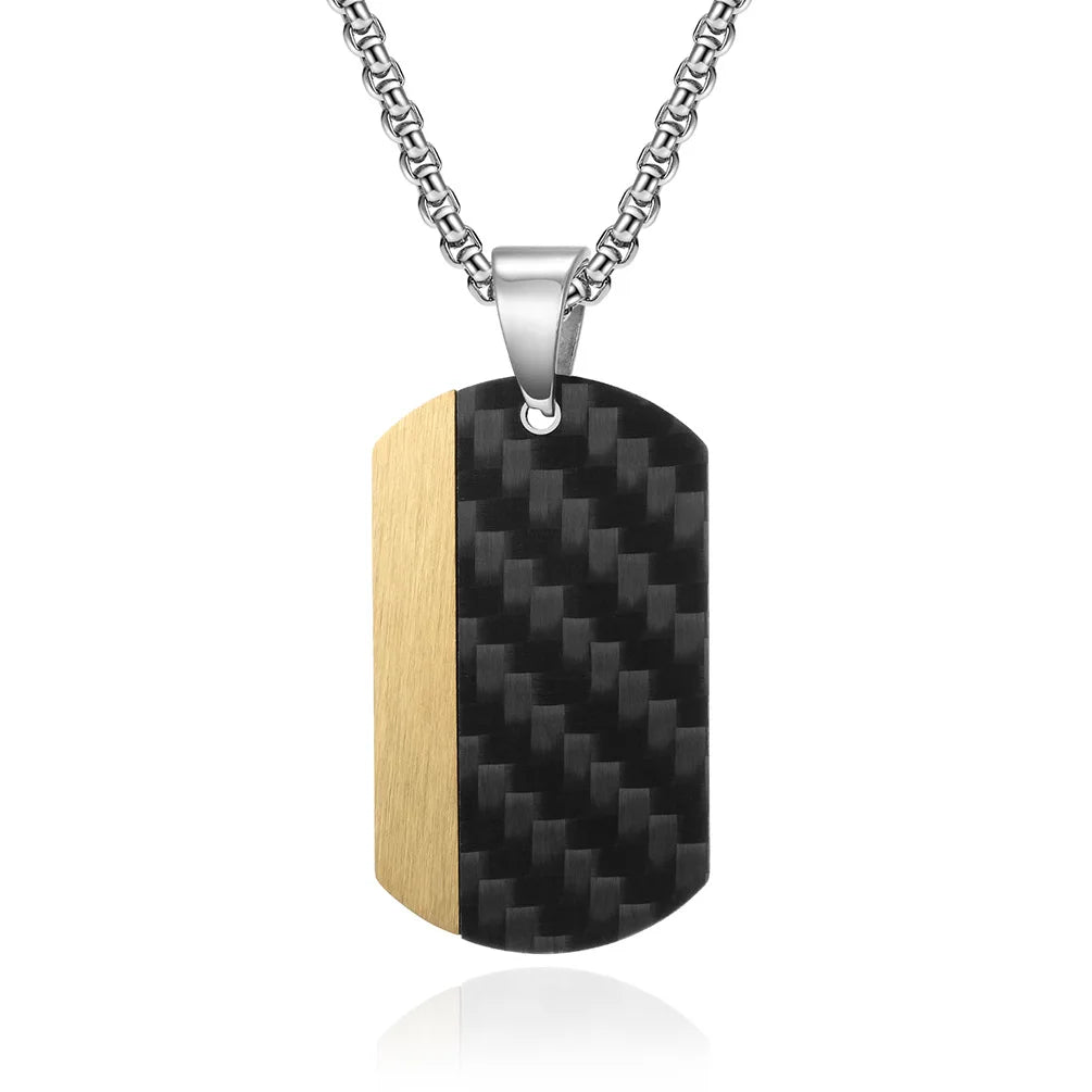 Two-tone Dog Tag Pendent Necklace for Men Stainless Steel Necklace Party Jewelry
