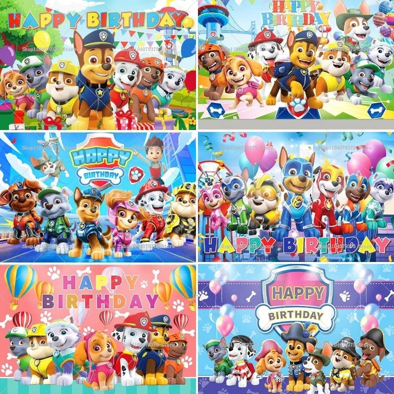 Paw Patrol Background Decoration Girl Children Birthday Party Photography Background Paw Patrol Banner Like Dog Decoration