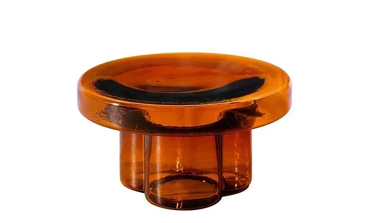 Verre Transparent café moderne rond chevet nordique pétale côté salon meubles créatifs Table ronde