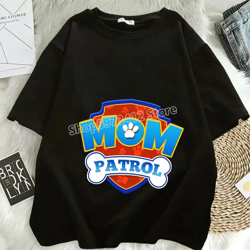 Paw Patrol T Shirts Mom Dad Cotton Tee Summer Short Sleeve Men Women Family Matching Clothes PAPA MAMA Birthday Party Funny Gift