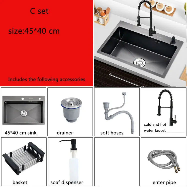 small kitchen sink above counter or udermount vegetable washing basin sink kitchen black stainless steel seamless welding pia