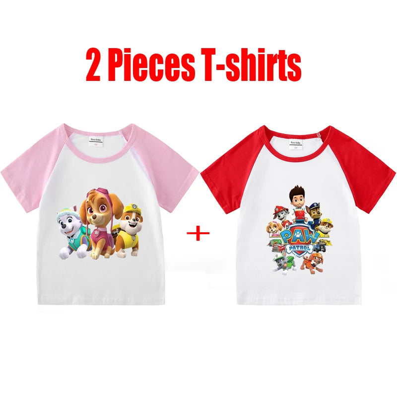 Children's PAW Patrol T-Shirt Kids Clothes Boys Girls Summer Cartoon Tops Short Sleeve Clothes 100% Cotton Baby Clothing