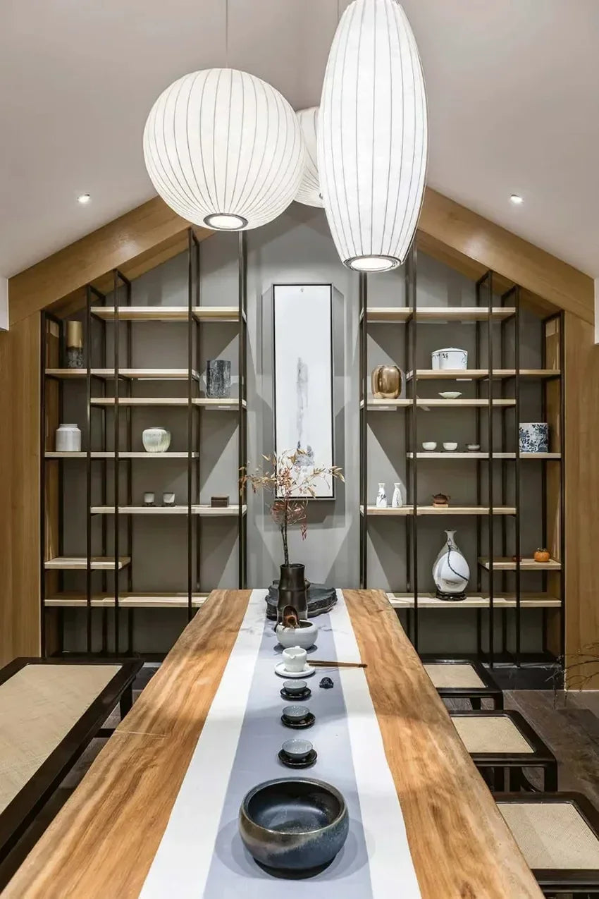 New Fabric Restaurant Living Room Chandelier Personality Bar Hotel Dining Room Staircase Lamp New Chinese Style Lantern Zen Lamp