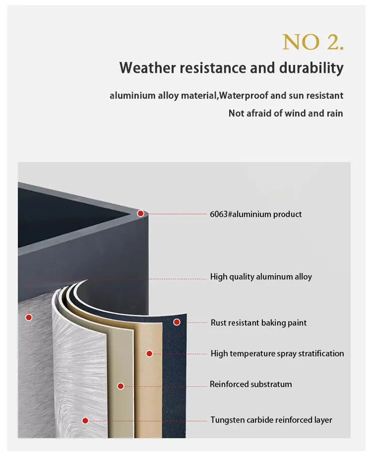 فتح آلي مقاوم للماء وأجنحة مقاومة للفتحات ومحرك كهربائي من الألومنيوم وشرفة خارجية ومظلة حديقة وشرفة خارجية