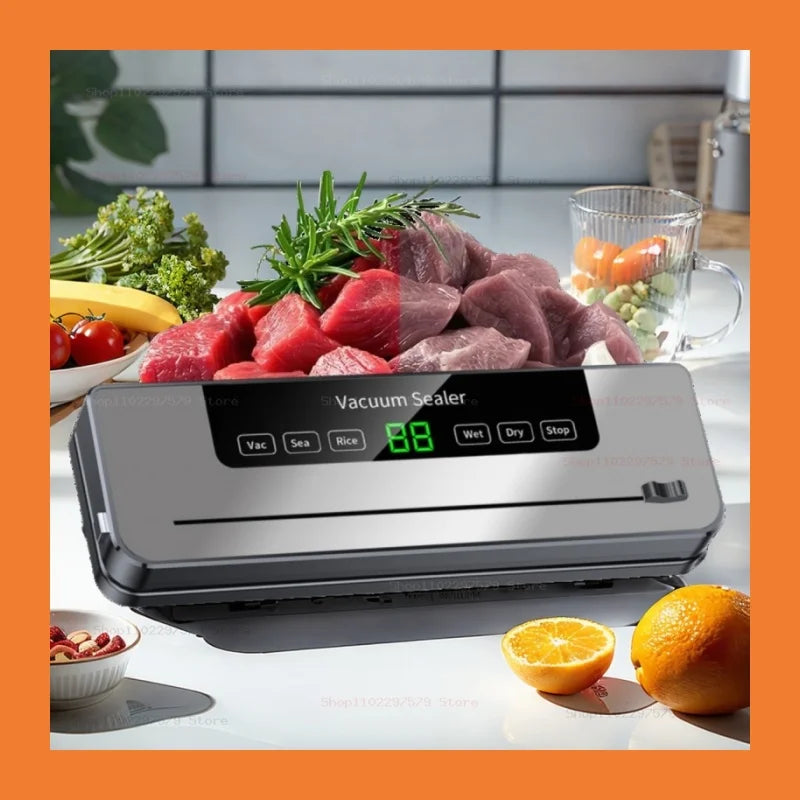 Electric Vacuum Sealer with Built-in Cutter Food Storage Sealer for Kitchen Dry/Wet Wet Food Preservation Sealing Sealer