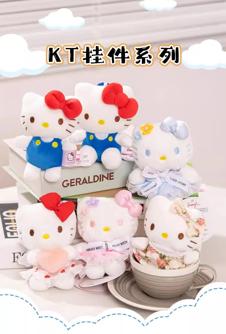 Genuine Sanrio Hello Kitty Cute Girl Keychain Car School bag Pendant Kids Plush Toys Keyring Plushier Birthday Thanksgiving Gift