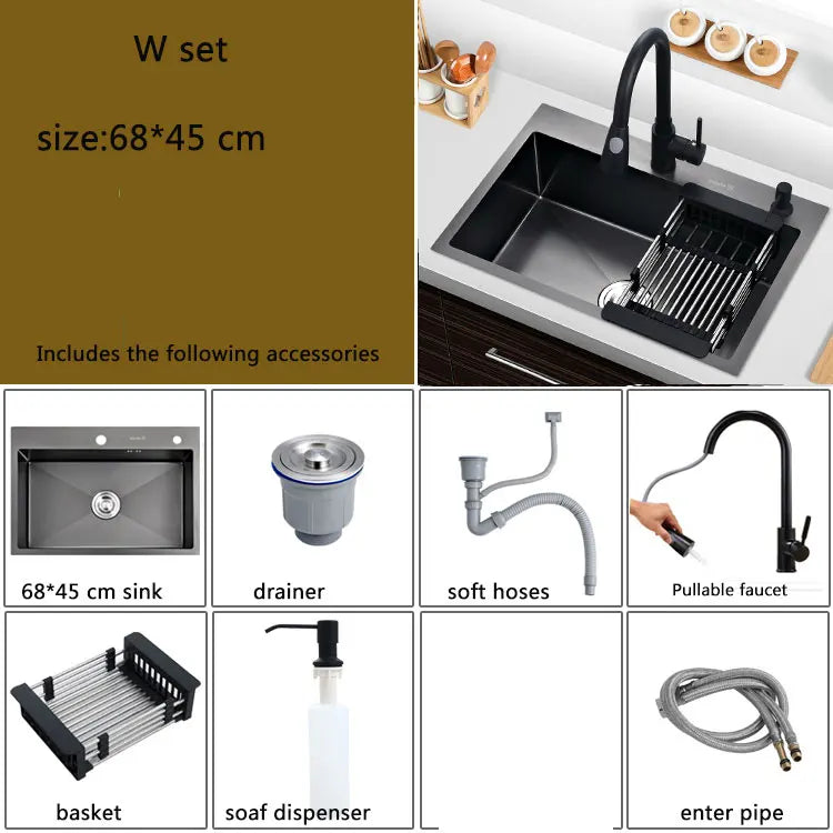 small kitchen sink above counter or udermount vegetable washing basin sink kitchen black stainless steel seamless welding pia