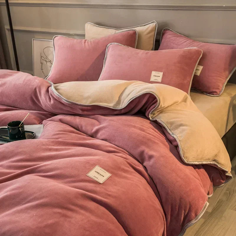 Winter New Coral Velvet Warm Quilt  Cover Soft Plush Quilt Cover Flannel Duvet Cover Bedding Home housse de couette 이불커버