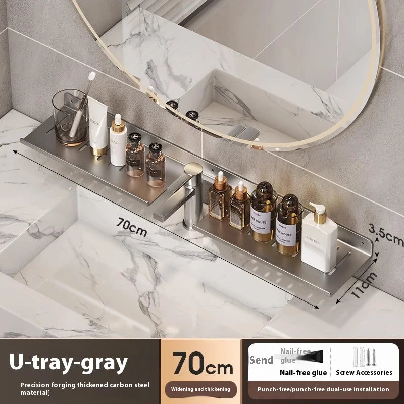 Kitchen and bathroom storage rack, washbasin rack, suction cup mirror, front rack, bathroom sink, faucet, wall mounted