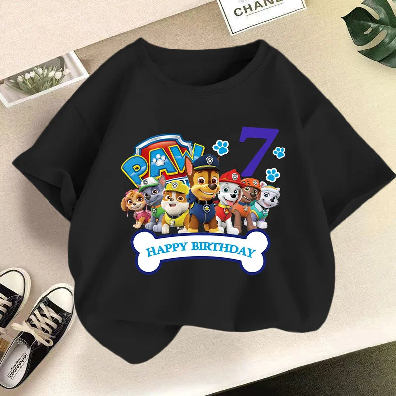 Paw Patrol Child Short Sleeve T-shirt Cartoon Chase Skye Printed Pullover Boys Girls Summer Breathable Casual Cotton Tops Gifts