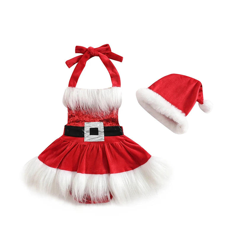 Toddler Baby Girls Christmas Dress Santa Claus Xmas Suit Baby Girl Christmas Outfit Princess Tulle Dresses