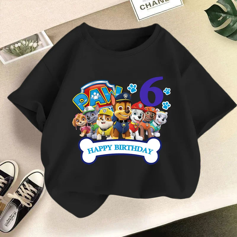Paw Patrol Child Short Sleeve T-shirt Cartoon Chase Skye Printed Pullover Boys Girls Summer Breathable Casual Cotton Tops Gifts